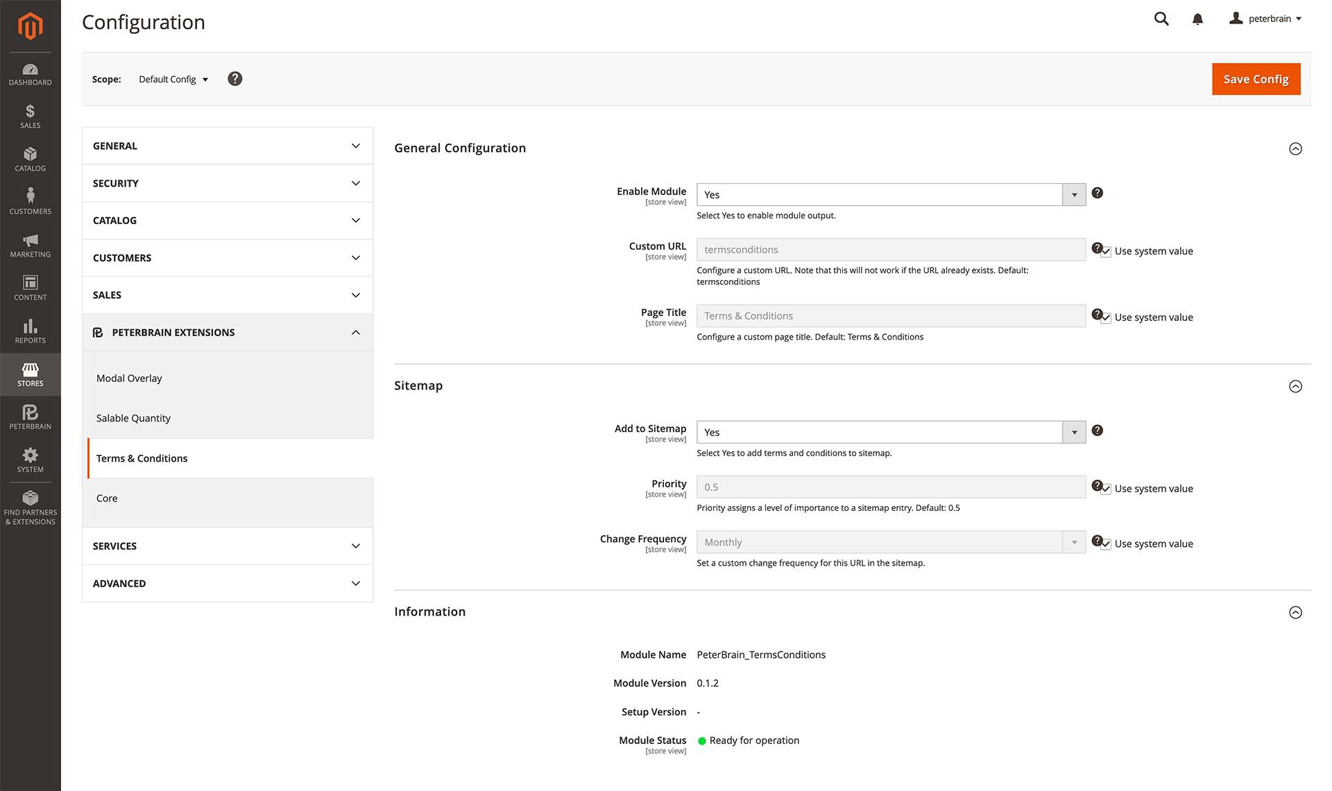 Admin configuration