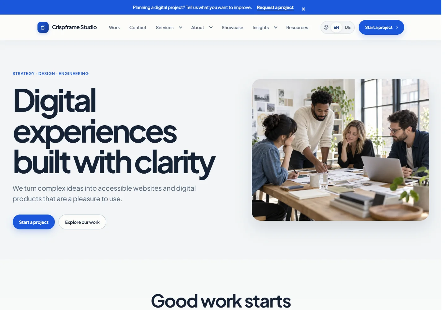 Crispframe homepage preview