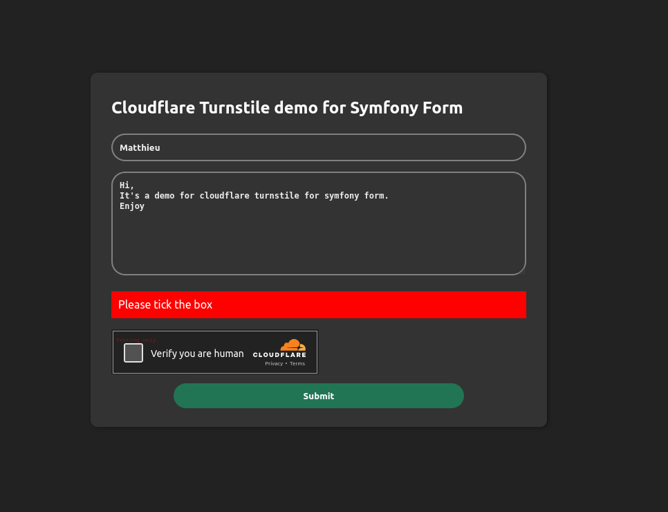 Cloudflare Turnstile for Symfony Form