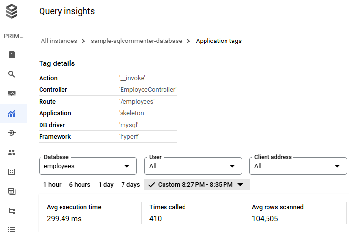 SQLcommenter example on GCP