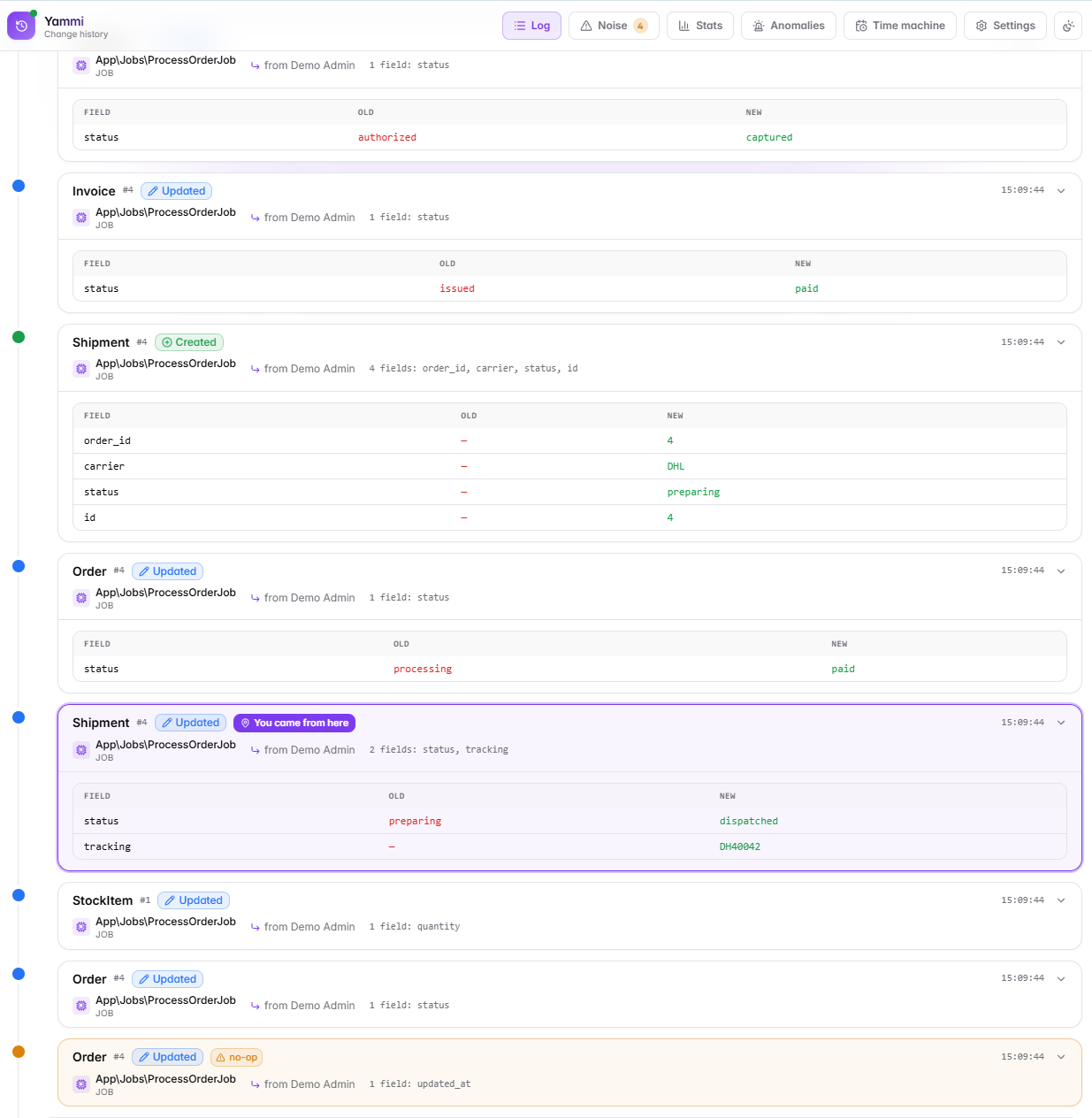 Change chain trace