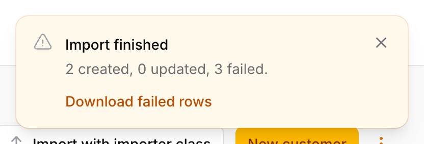 The failed-rows report link