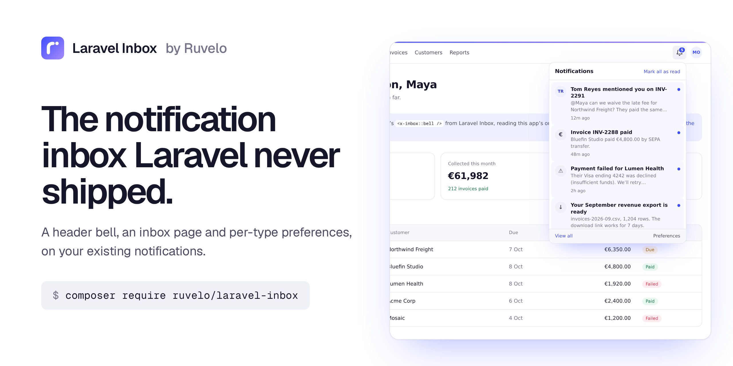 Laravel Inbox: the notification inbox Laravel never shipped