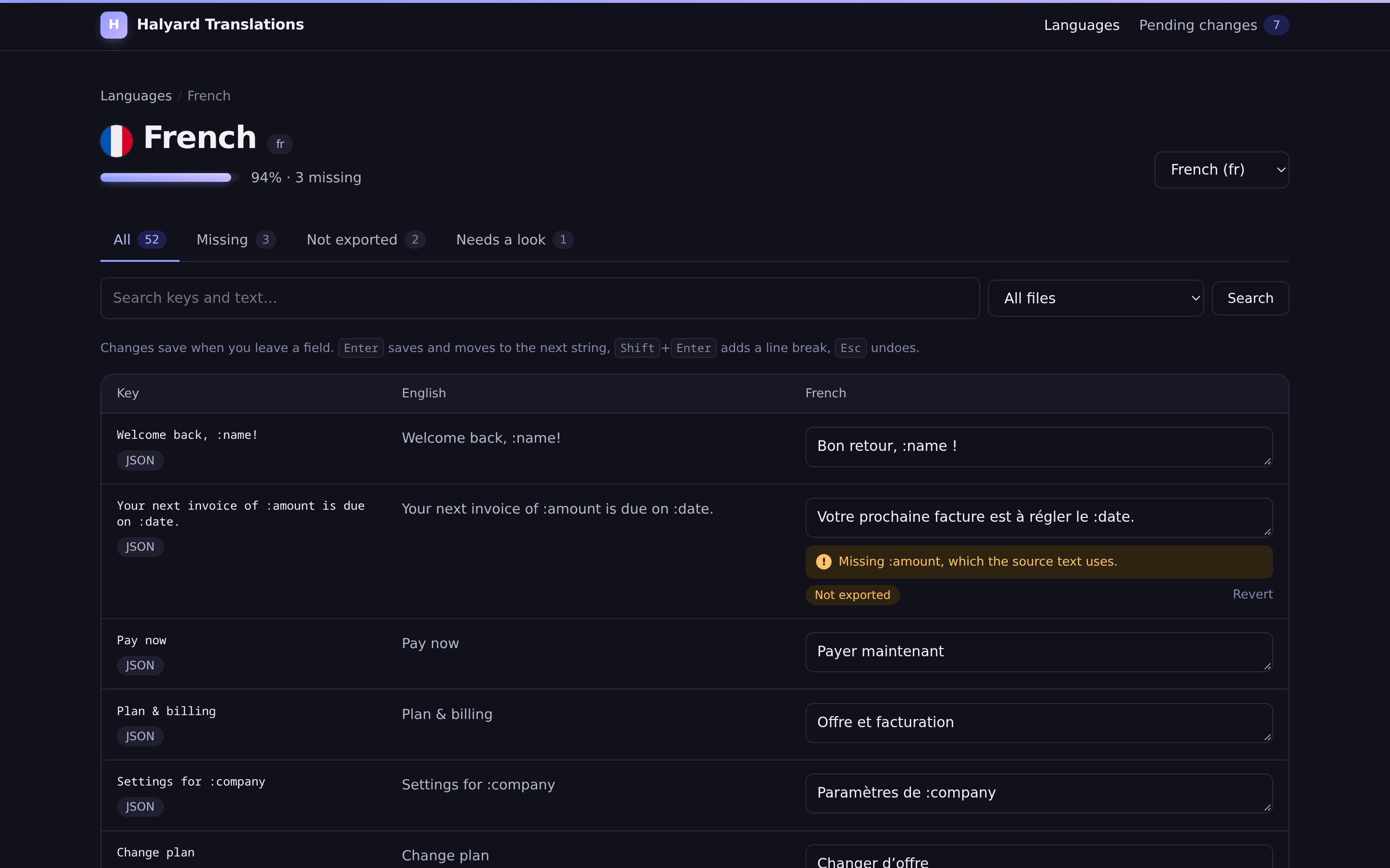 The editor in dark mode