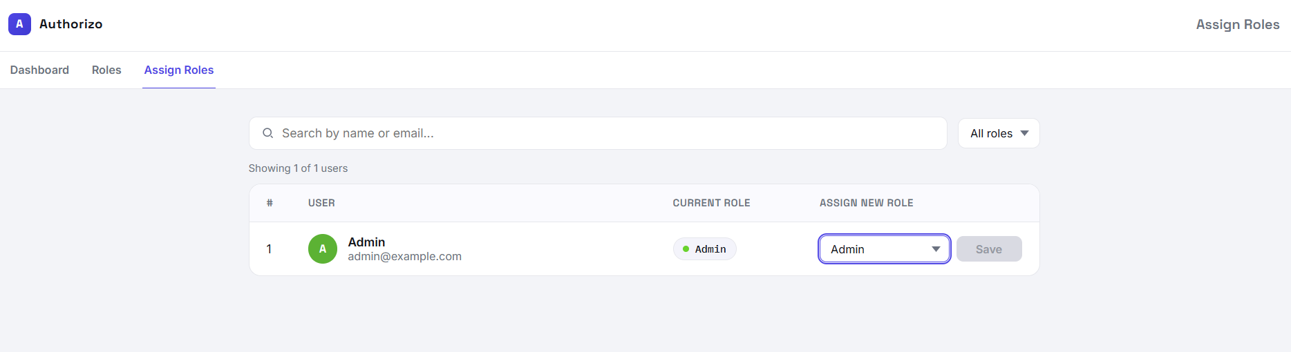 Authorizo Assign Role