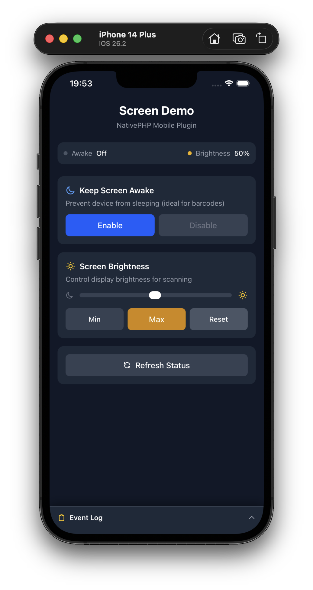 Screen plugin on iOS