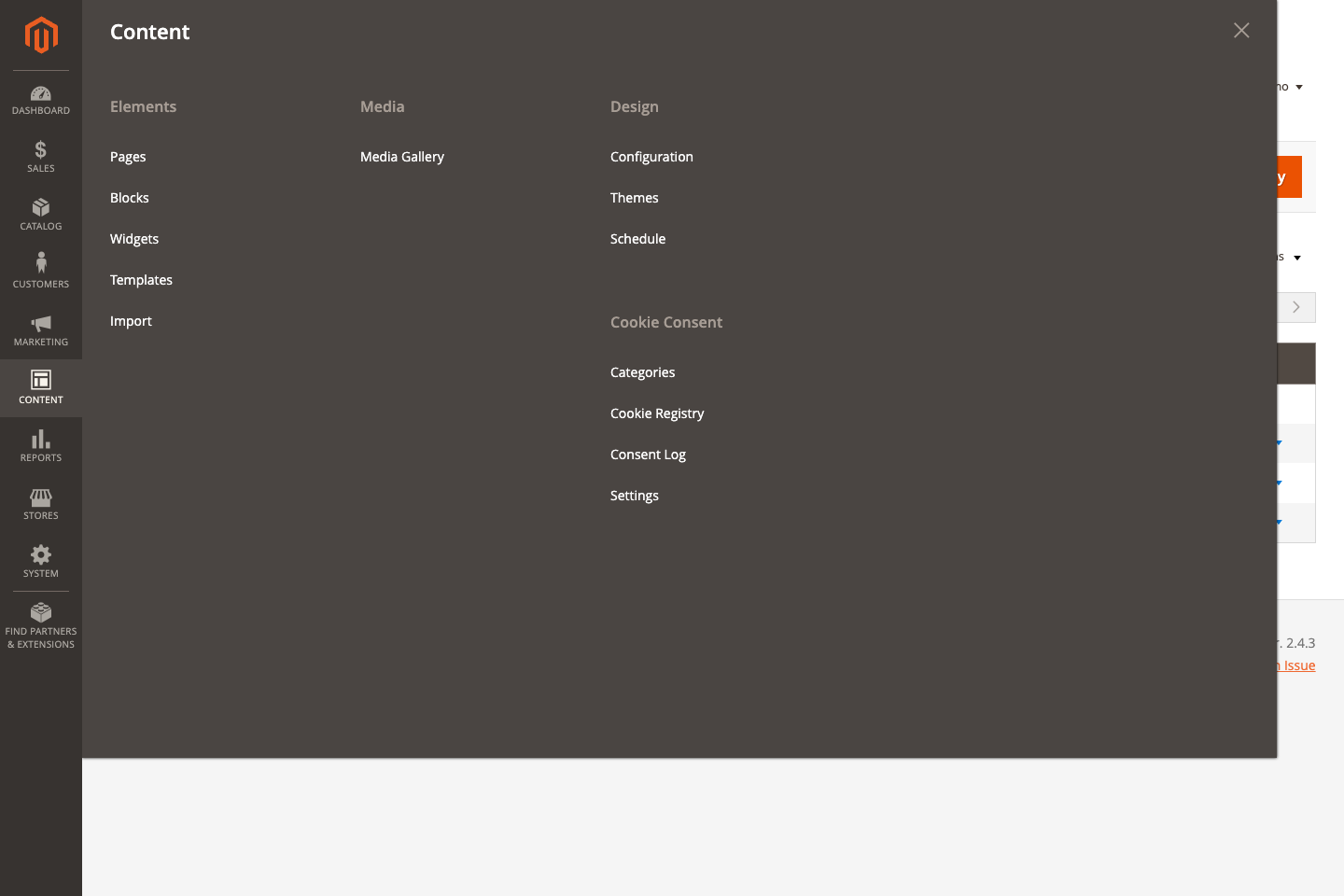 Content menu