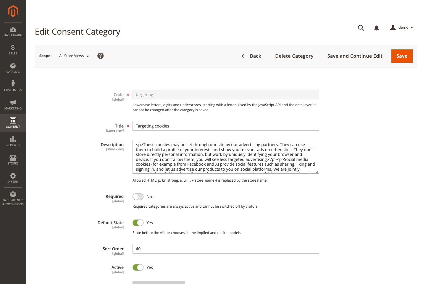 Category editor