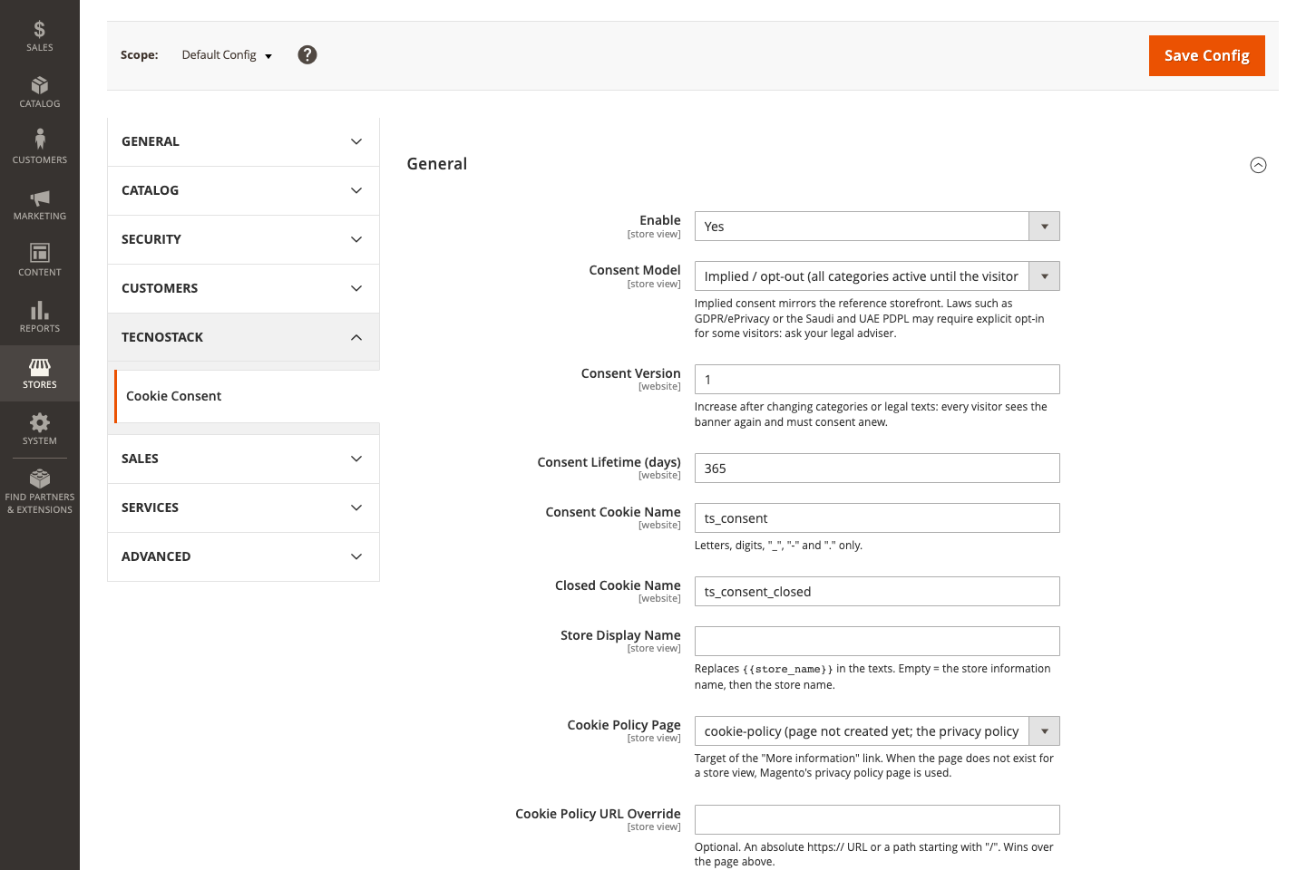 General settings