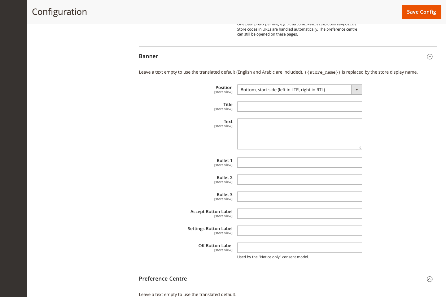Banner settings
