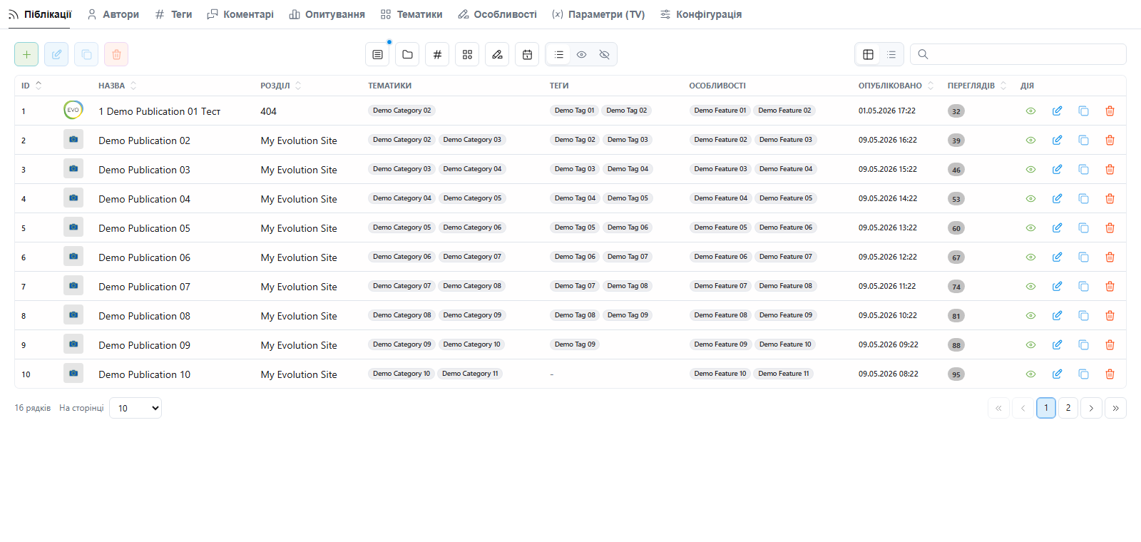 sArticles publications manager