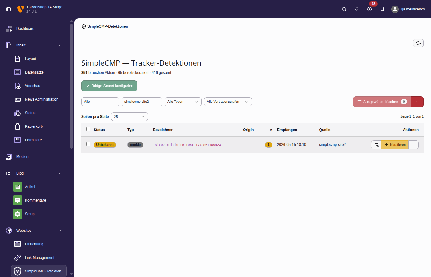 Reporting-site filter