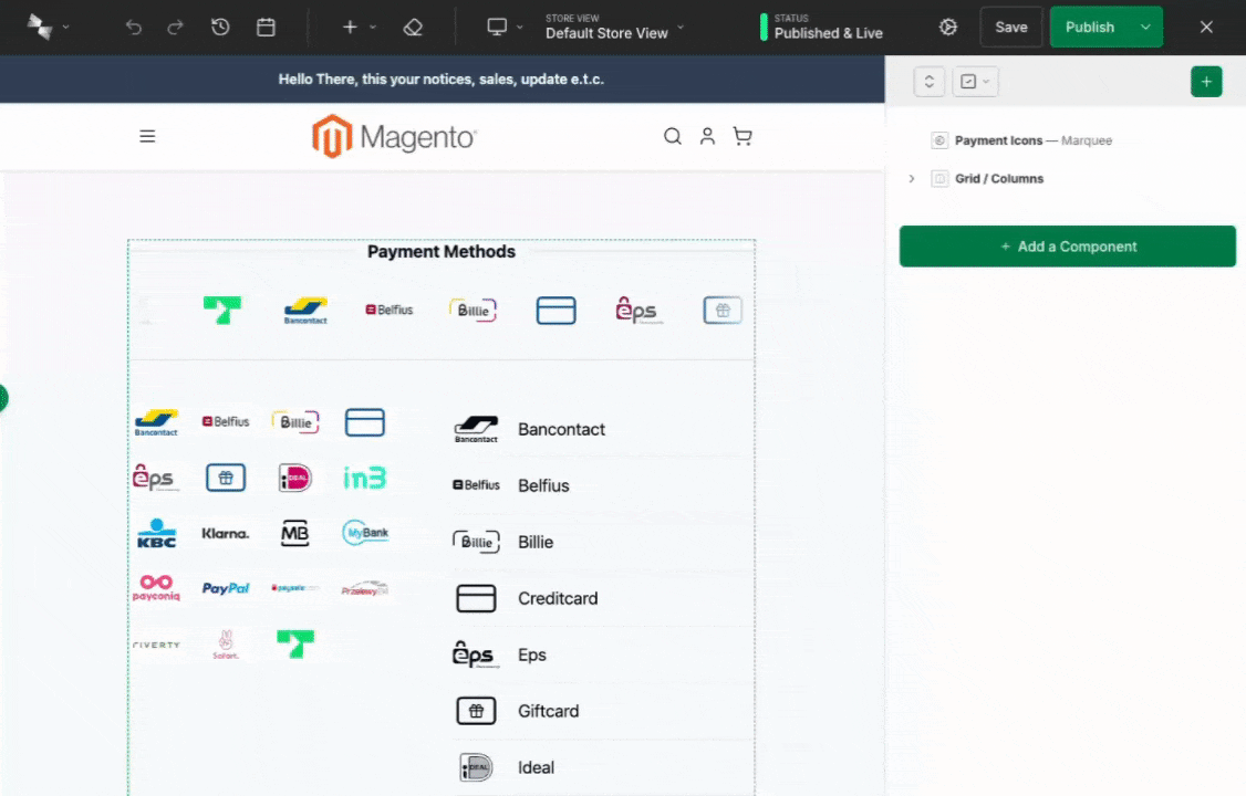 Preview of Hyva CMS with Siteation StoreInfo Payments Components preview-4