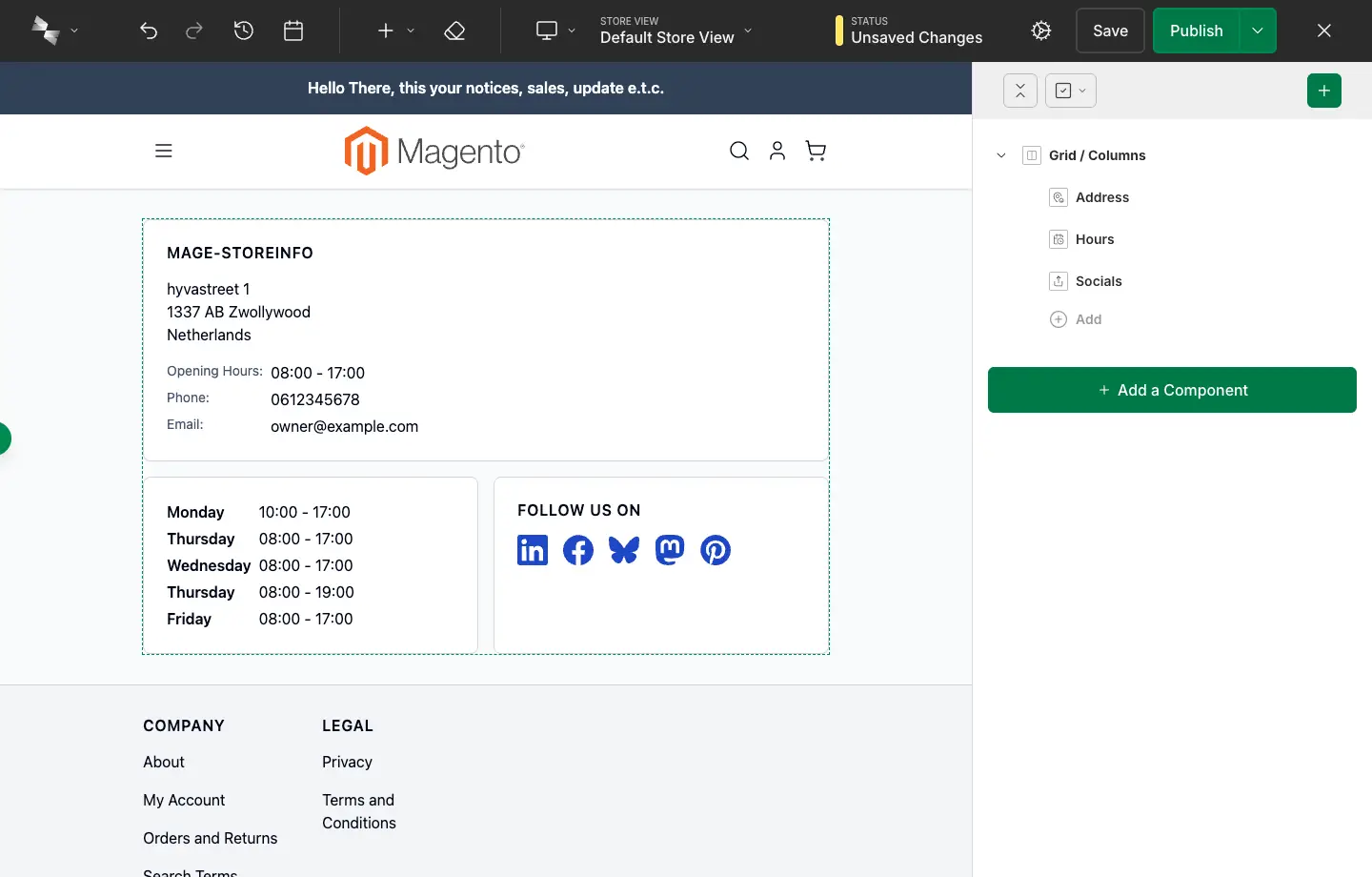 Preview of Hyva CMS with Siteation StoreInfo Components preview-9