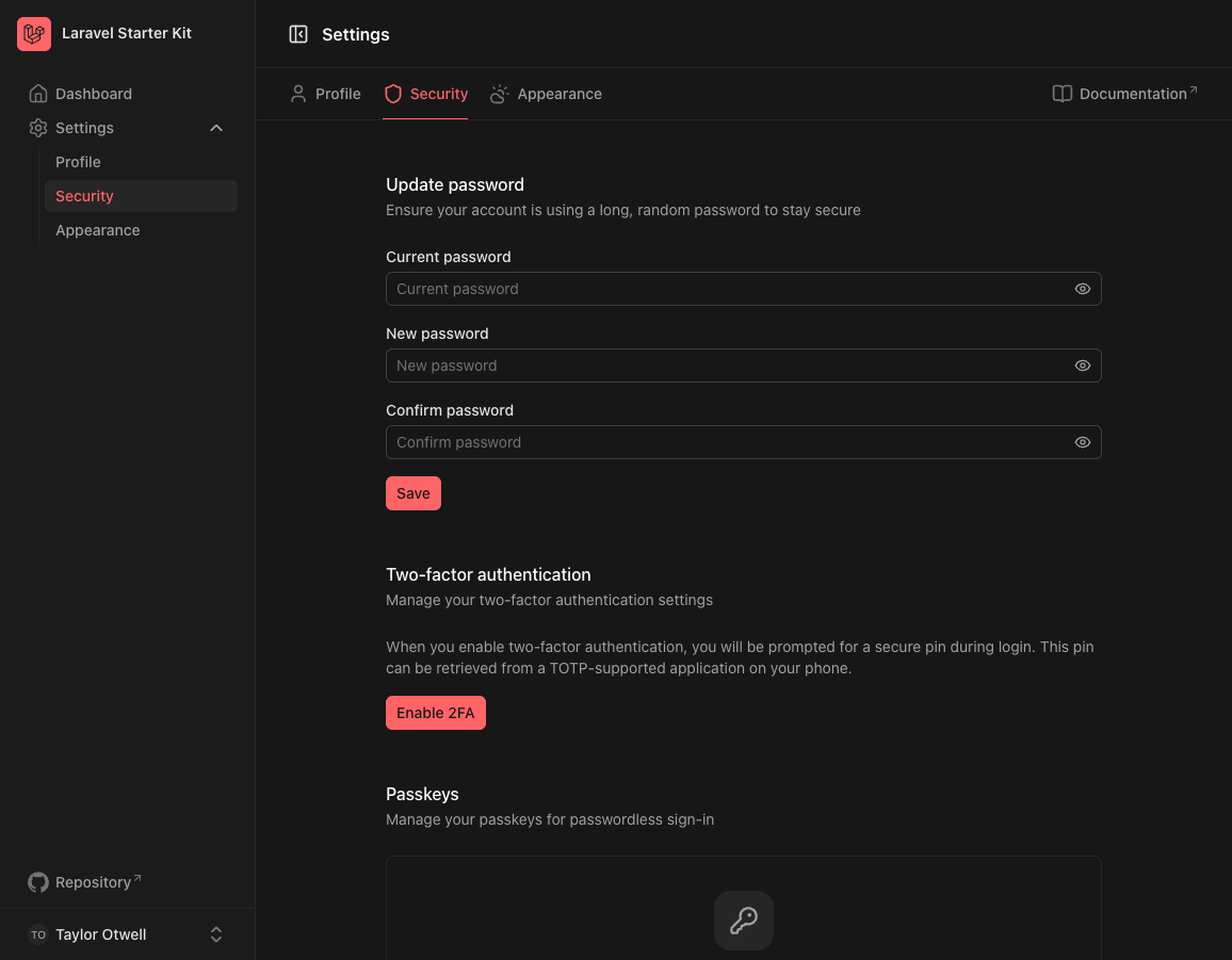 Security settings