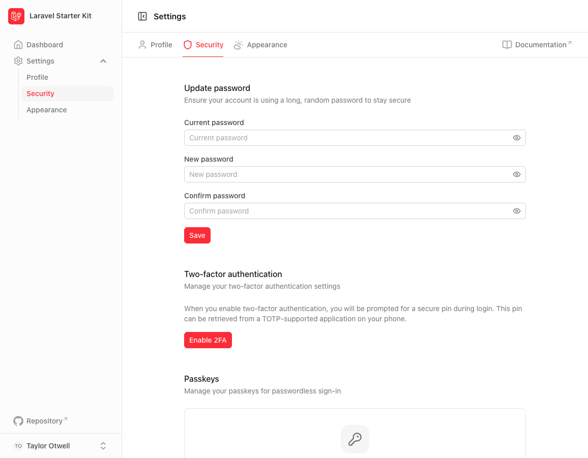 Security settings