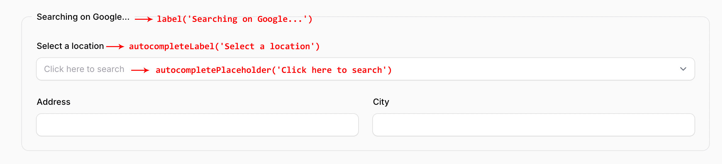 Example with modified label, autocompleteLabel, and autocompletePlaceholder