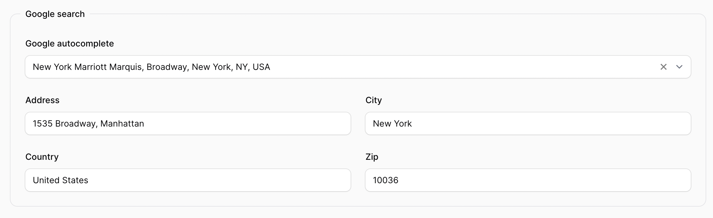 Filament Google Autcomplete Field