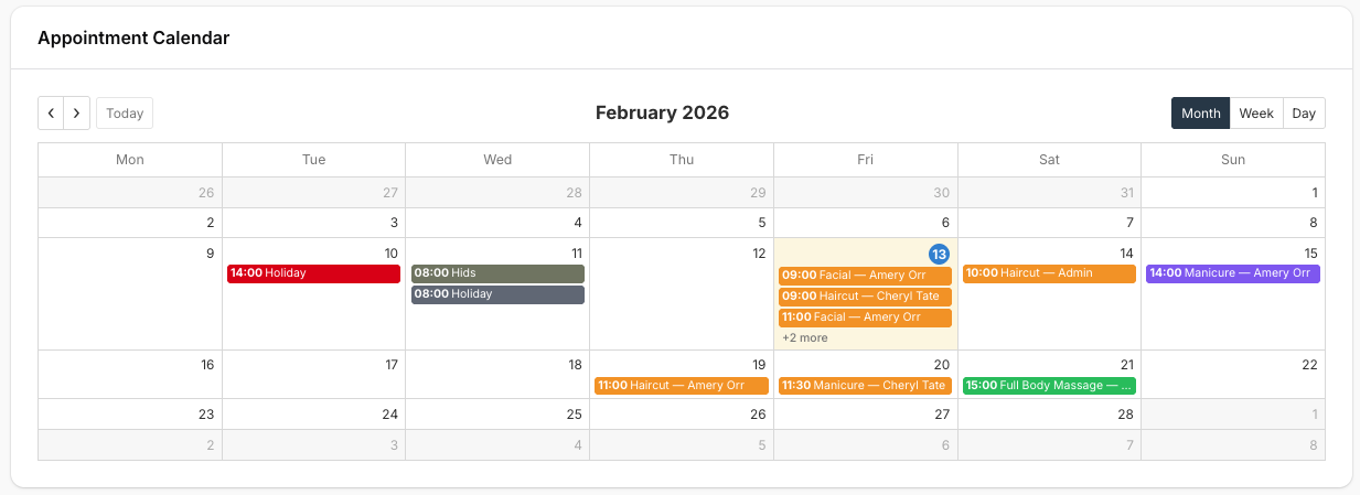 Calendar without filters