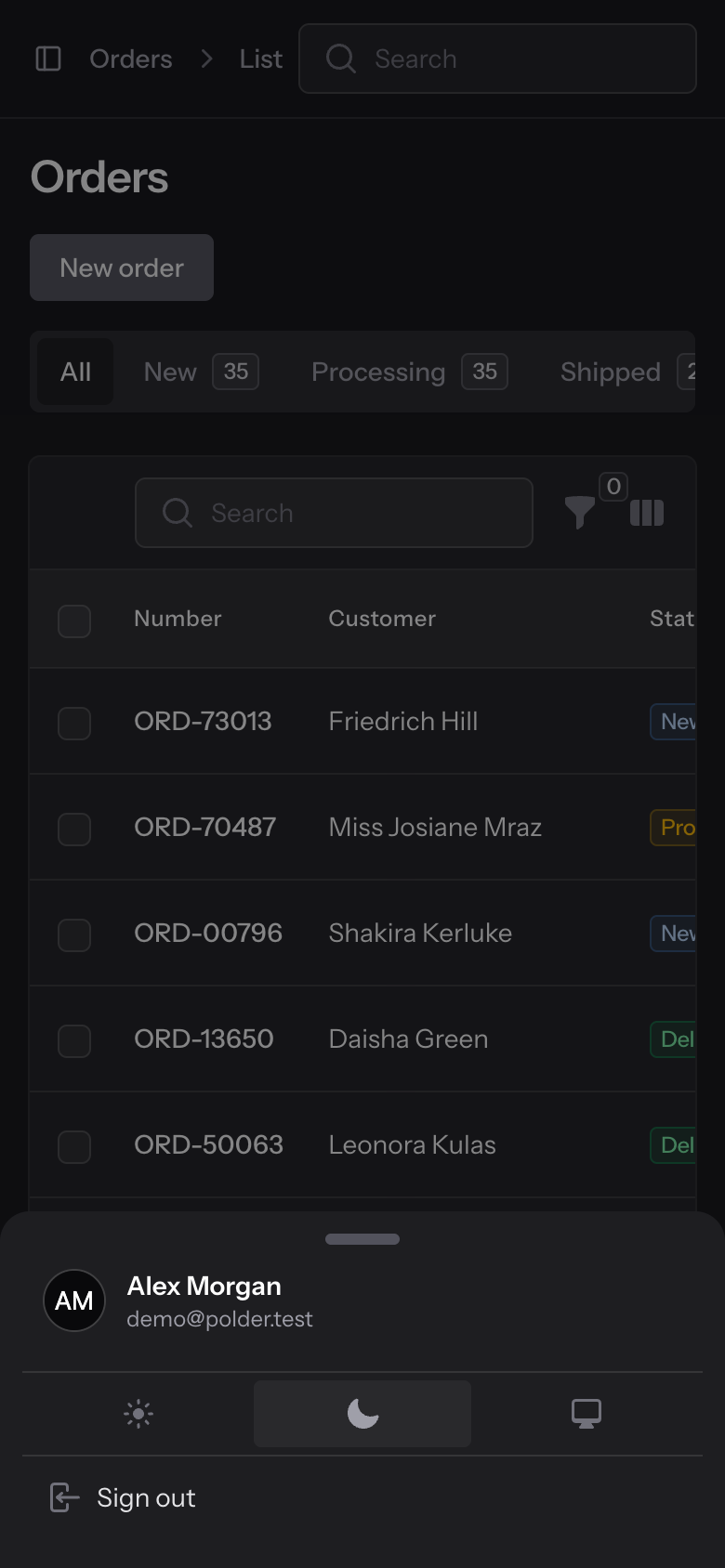 Account sheet