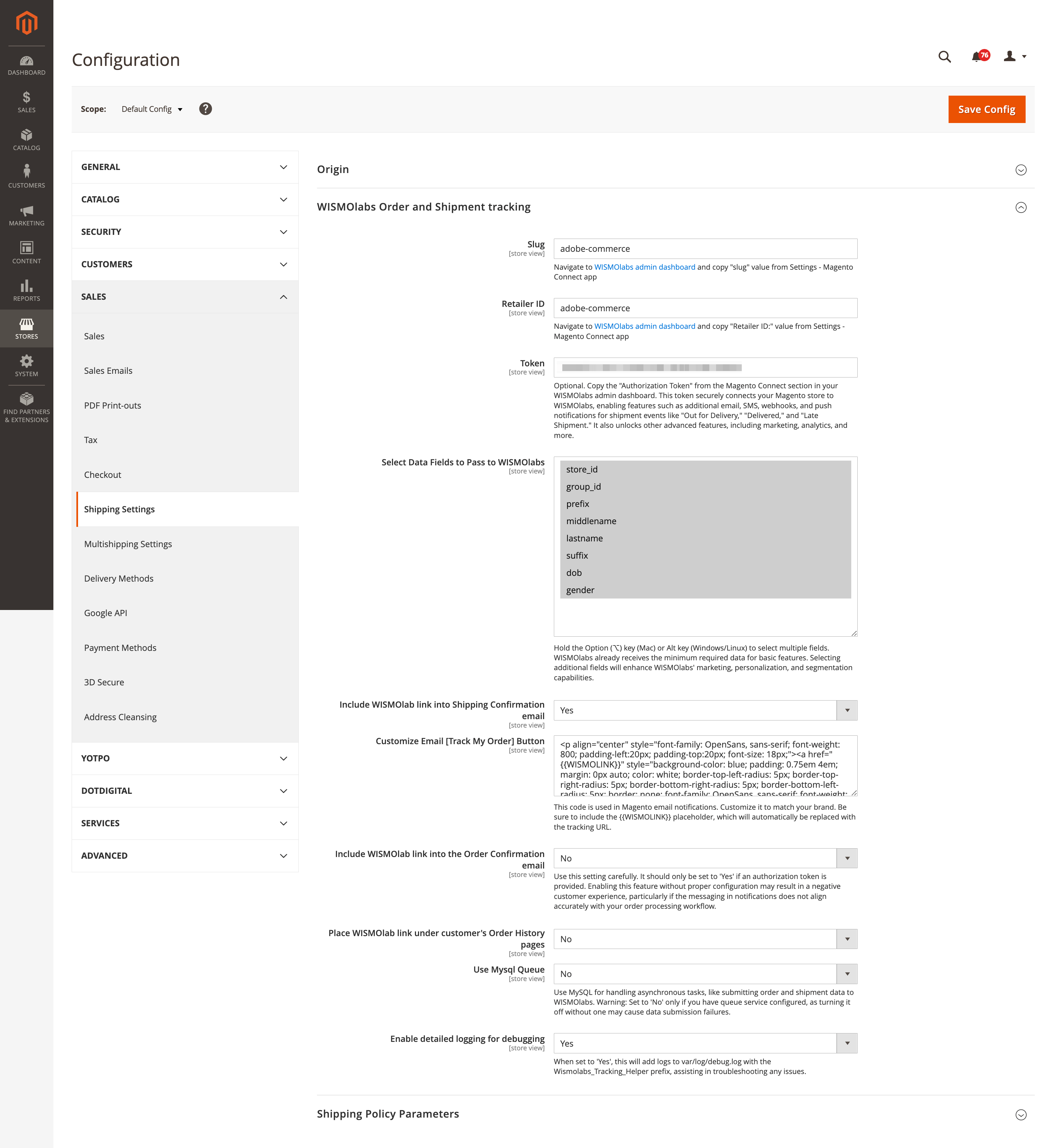 WISMOlabs Extension Settings