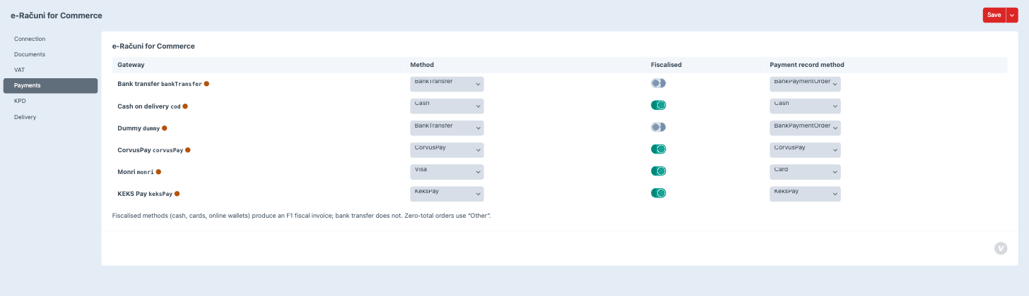 Payments mapping