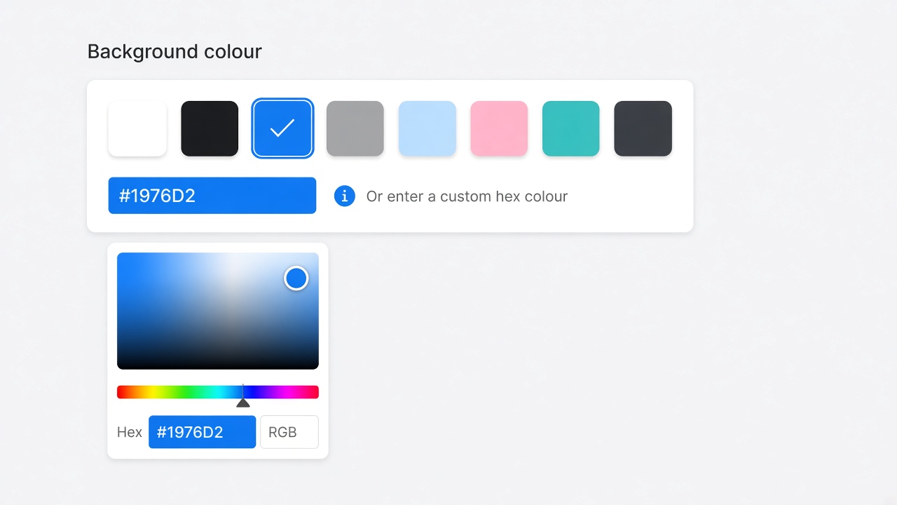 Colour palette field with Iris picker
