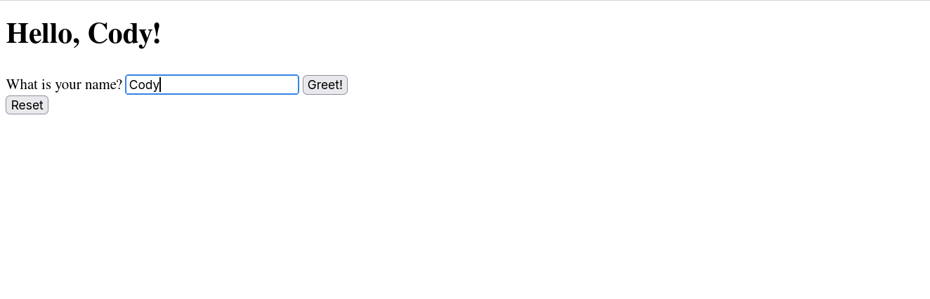 Screenshot of the hello you app made in WebEngine