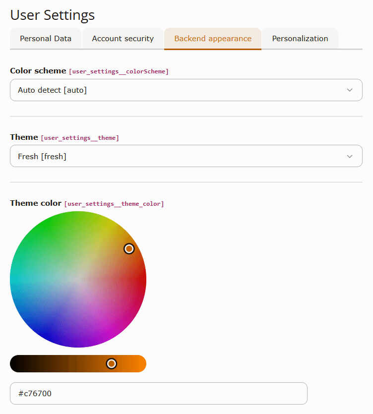Theme color picker in User Settings