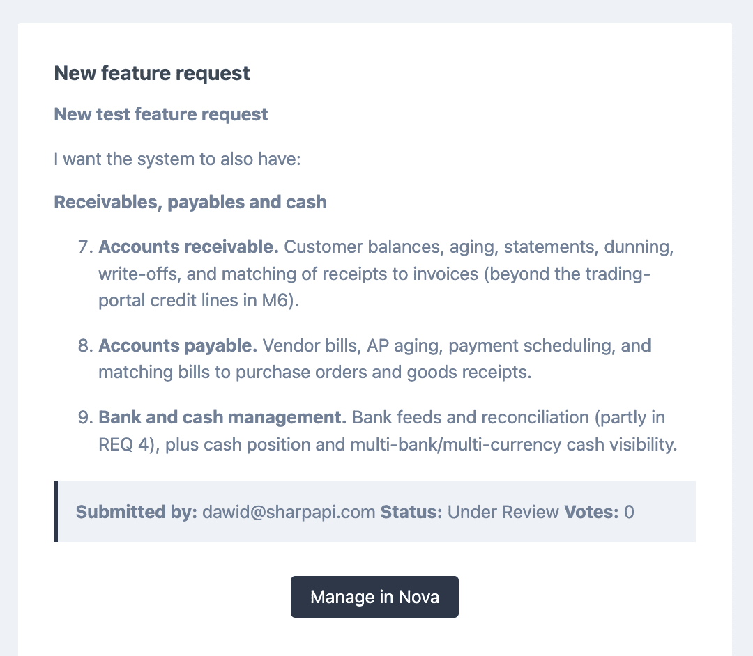 Status update email