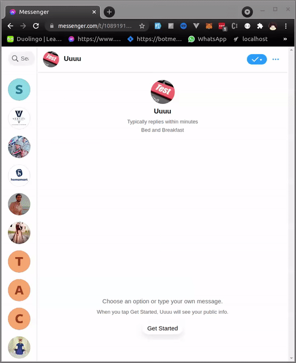 A customer shopping from Messenger