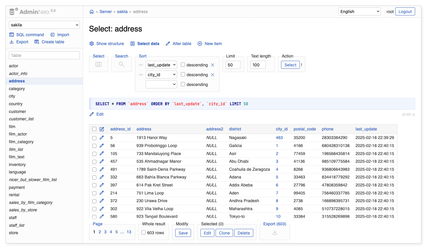 Screenshot - Select data