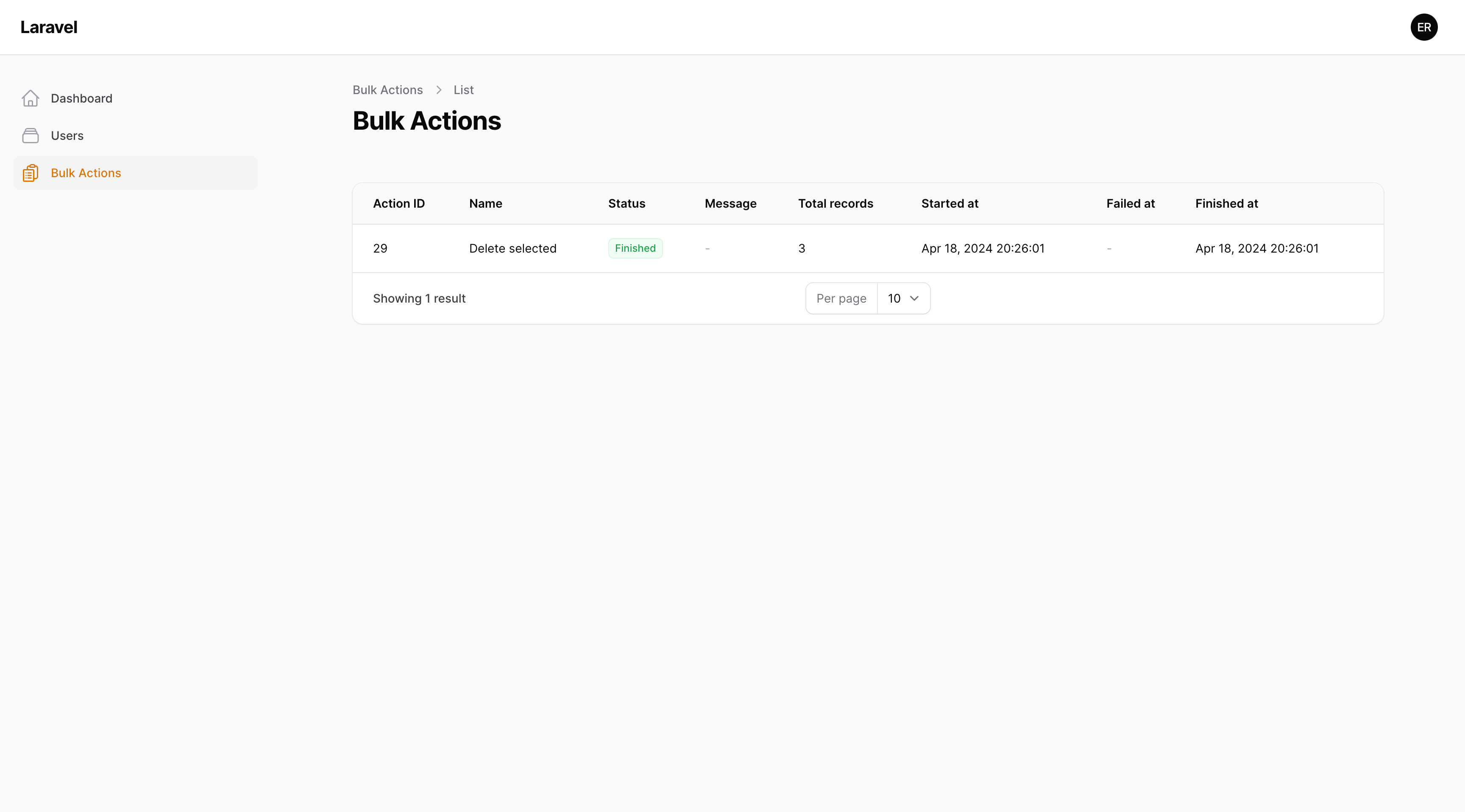 Bulk Action Notification