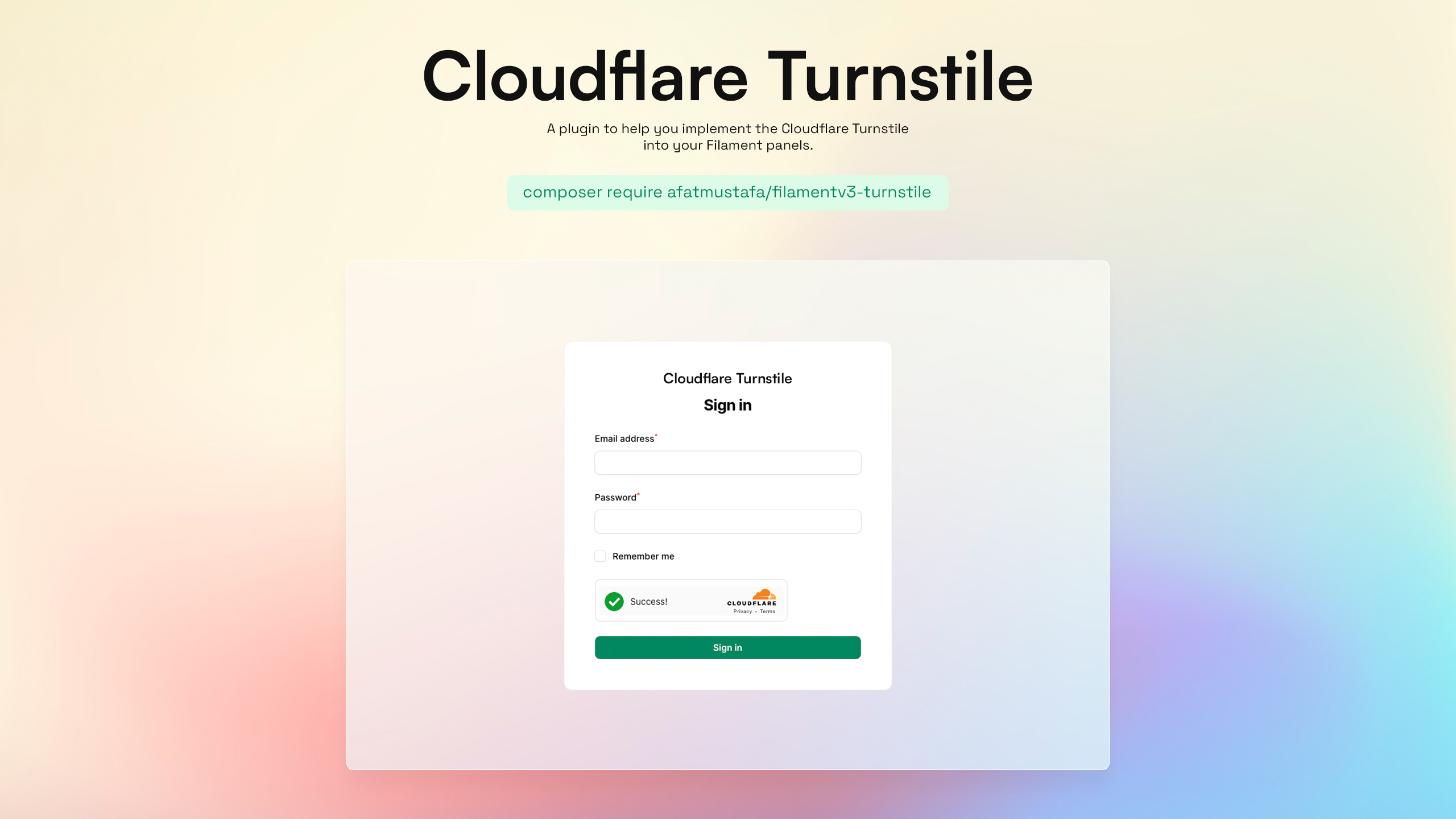 Filament V3 Cloudflare Turnstile Integration