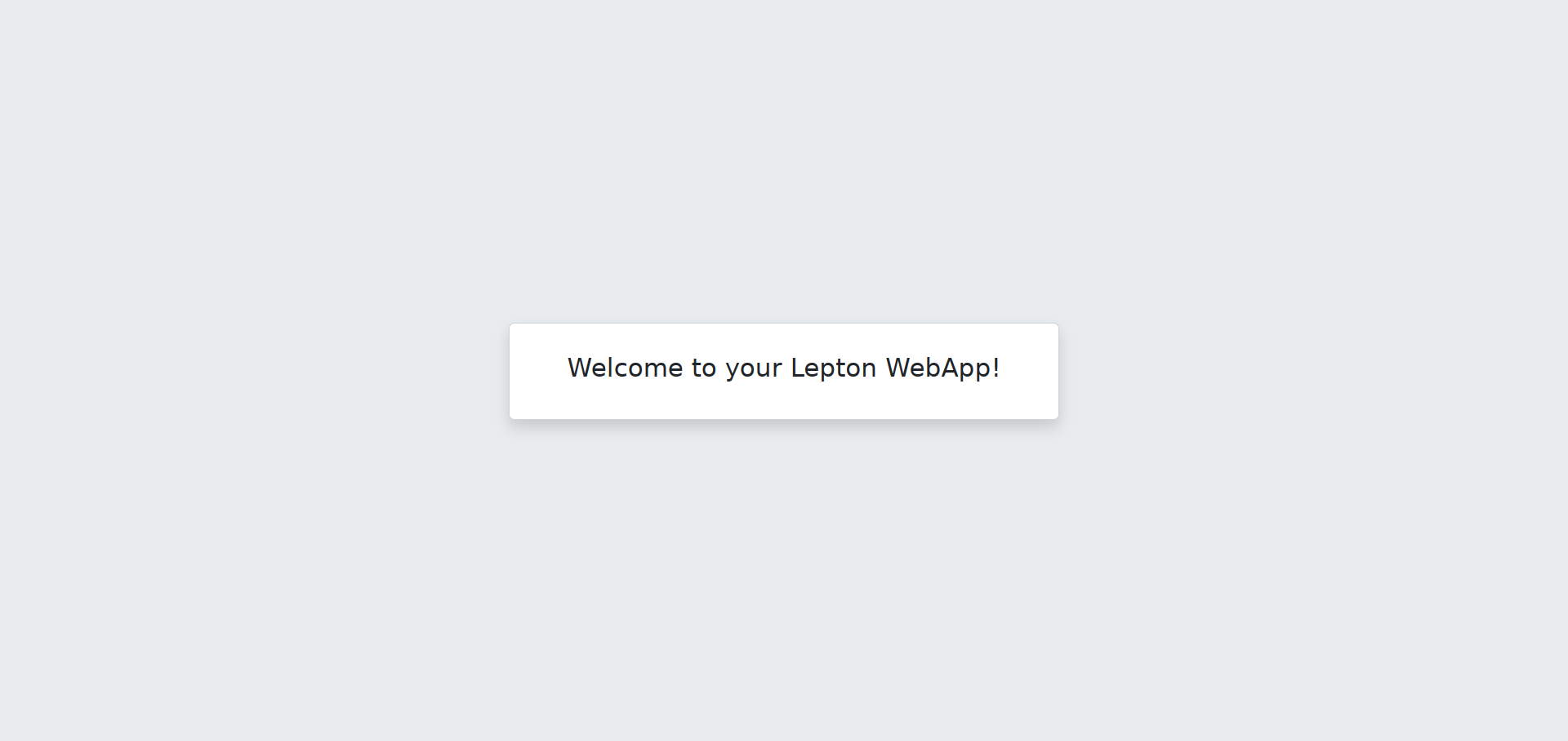 LEPTON welcome page