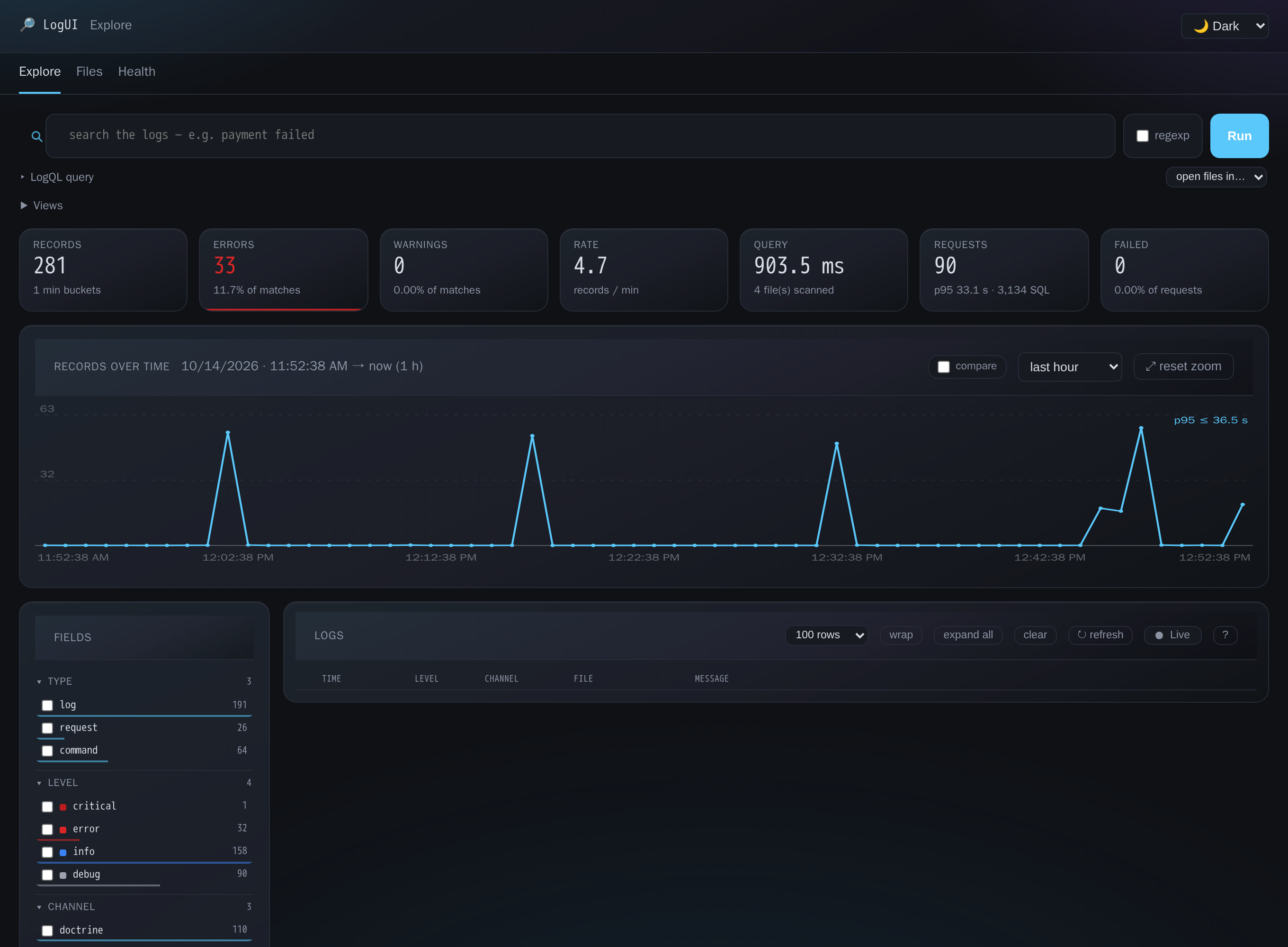 LogUI — log explorer