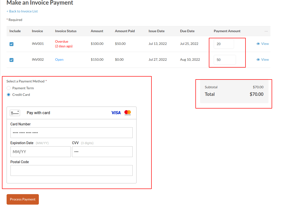 Customer Invoice Payment