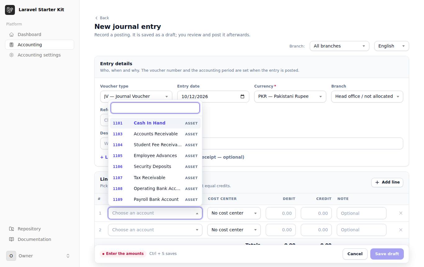 Account dropdown