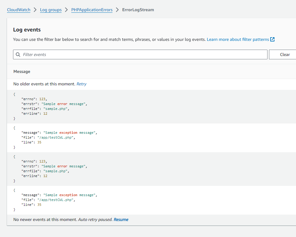 AWS Cloudwatch result AWS Cloudwatch result