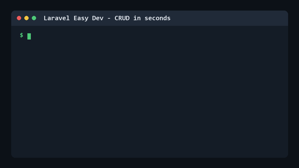 Laravel Easy Dev quick CRUD demo