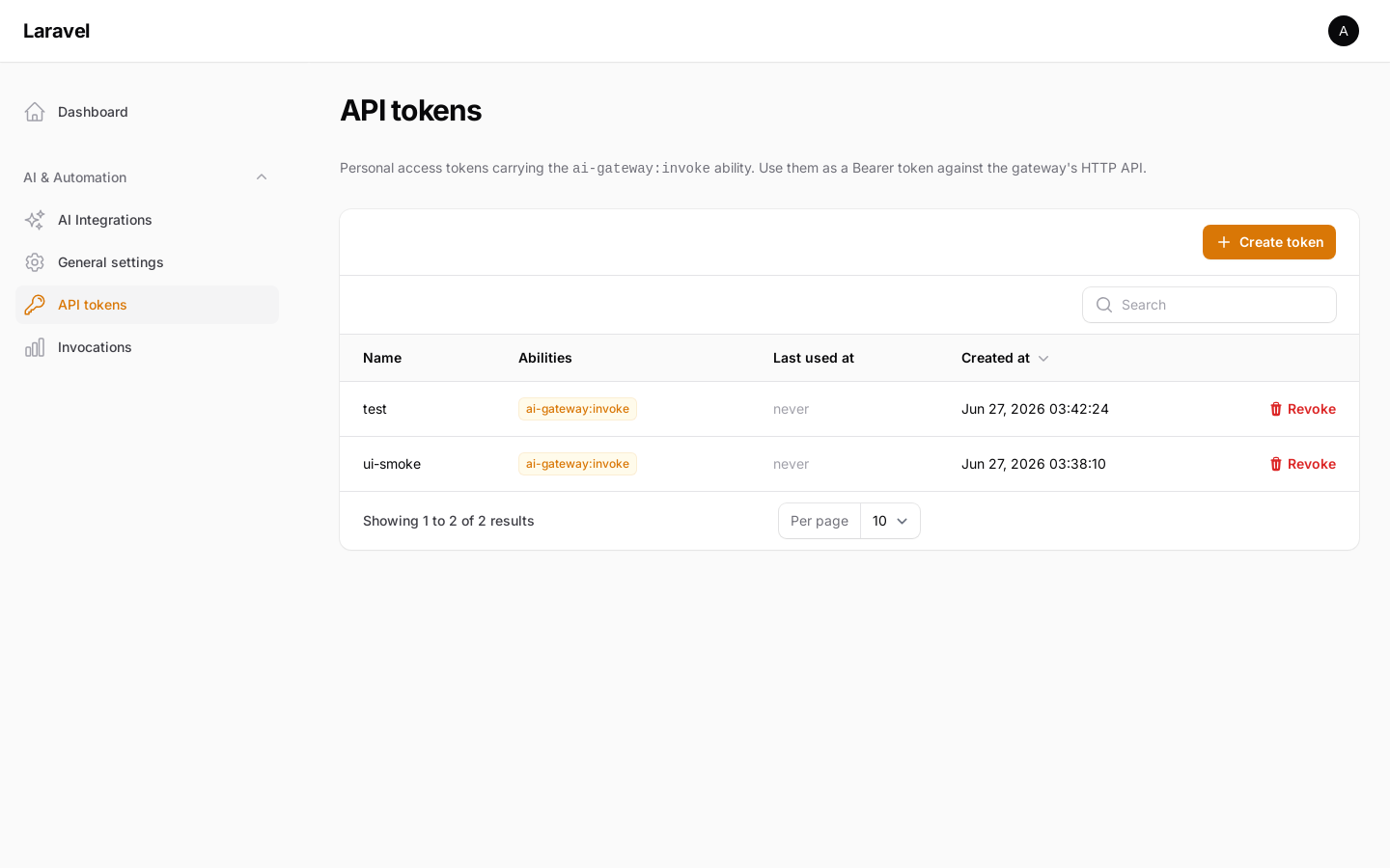 API tokens