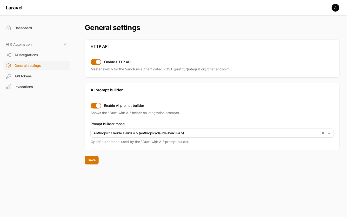 General settings