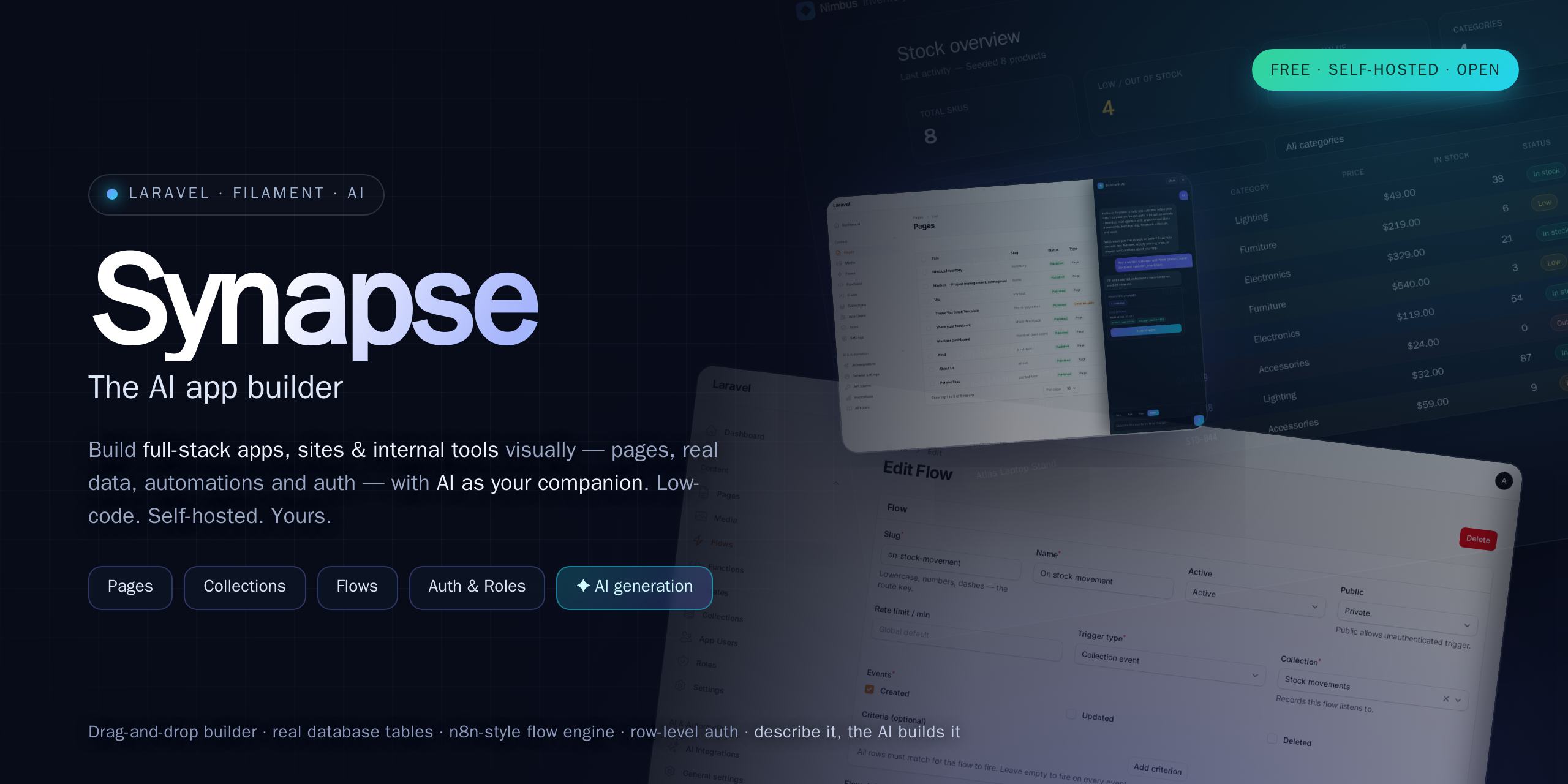 Synapse — the AI app builder for Laravel + Filament