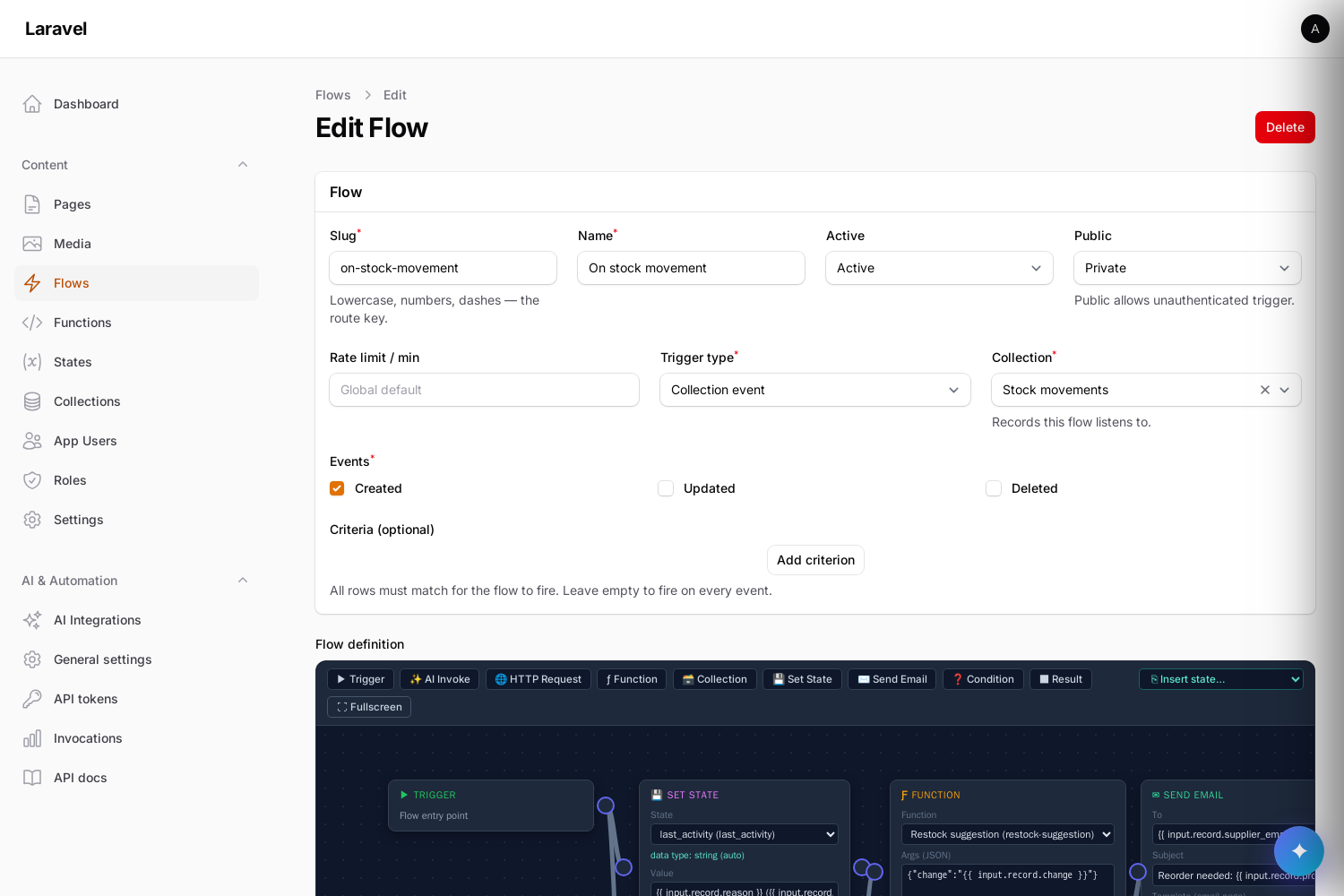 Flow editor