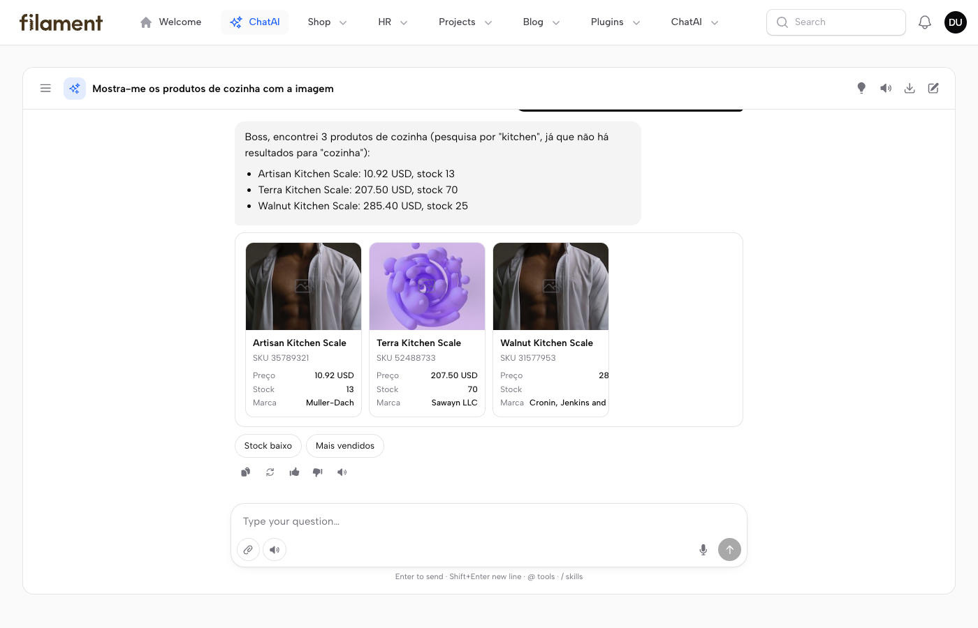 Product cards with pictures