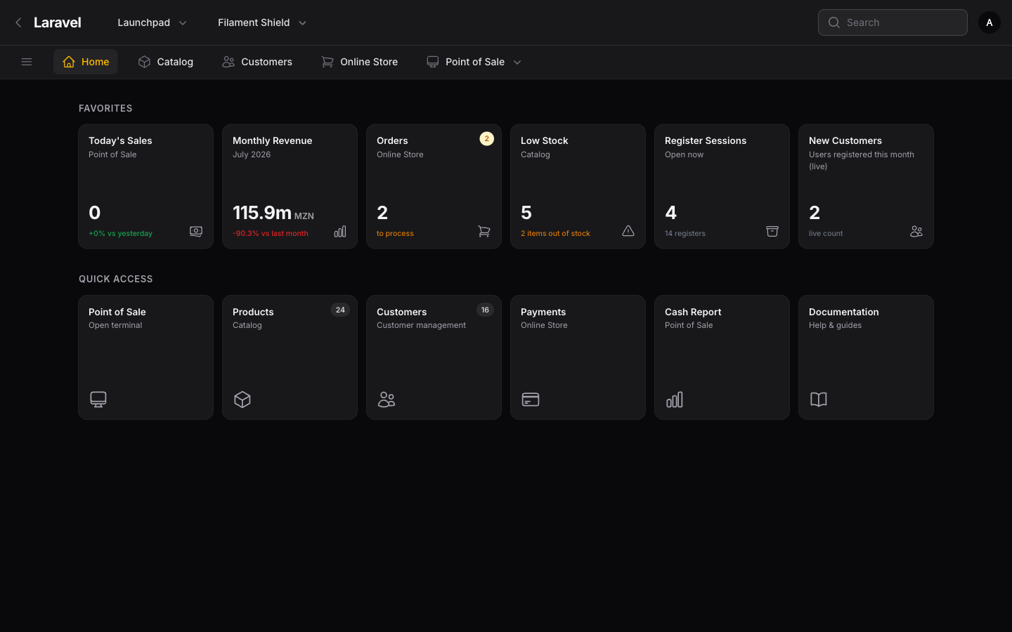 Launchpad — dark mode