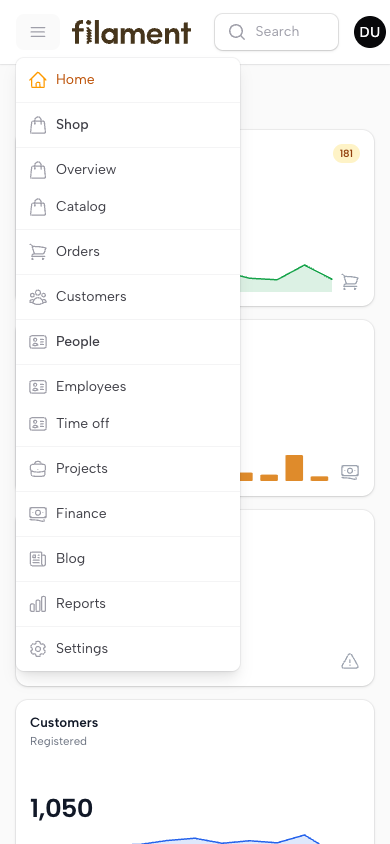 Topbar navigation on a phone