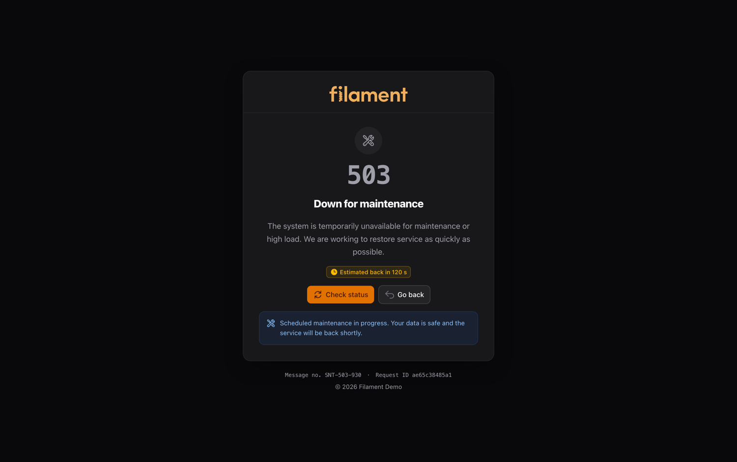 503 Down for maintenance