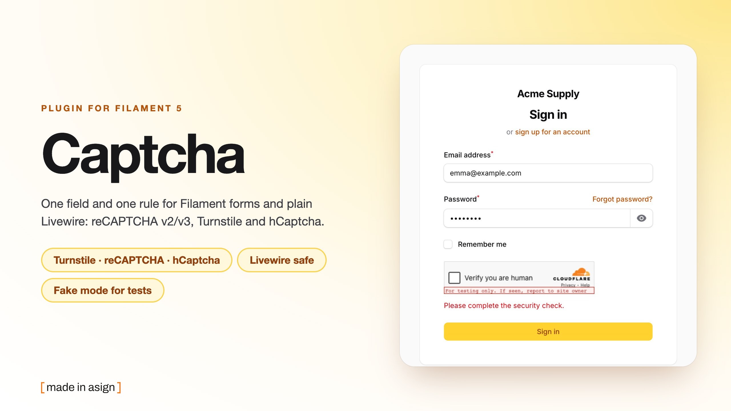 Filament Captcha
