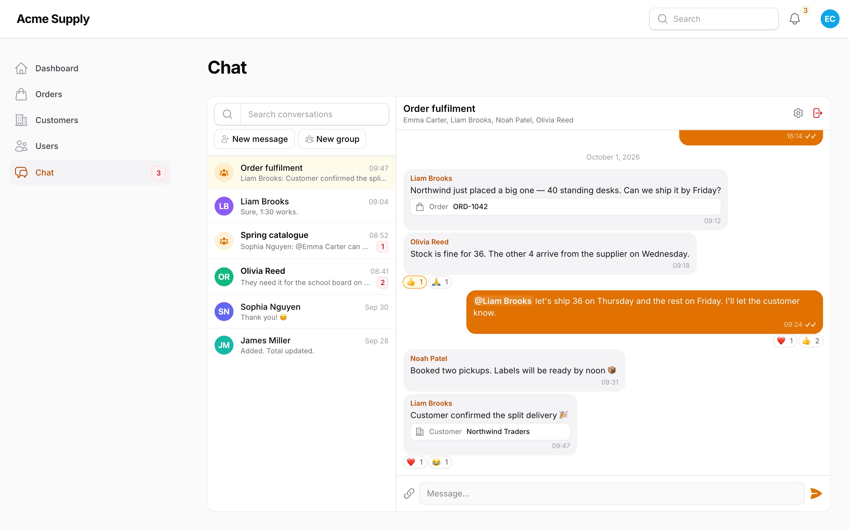 The Chat page